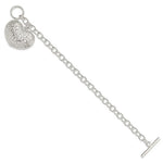 Загрузить изображение в средство просмотра галереи, Sterling Silver Puffy Filigree Floral Heart Toggle Bracelet 7.75 inches
