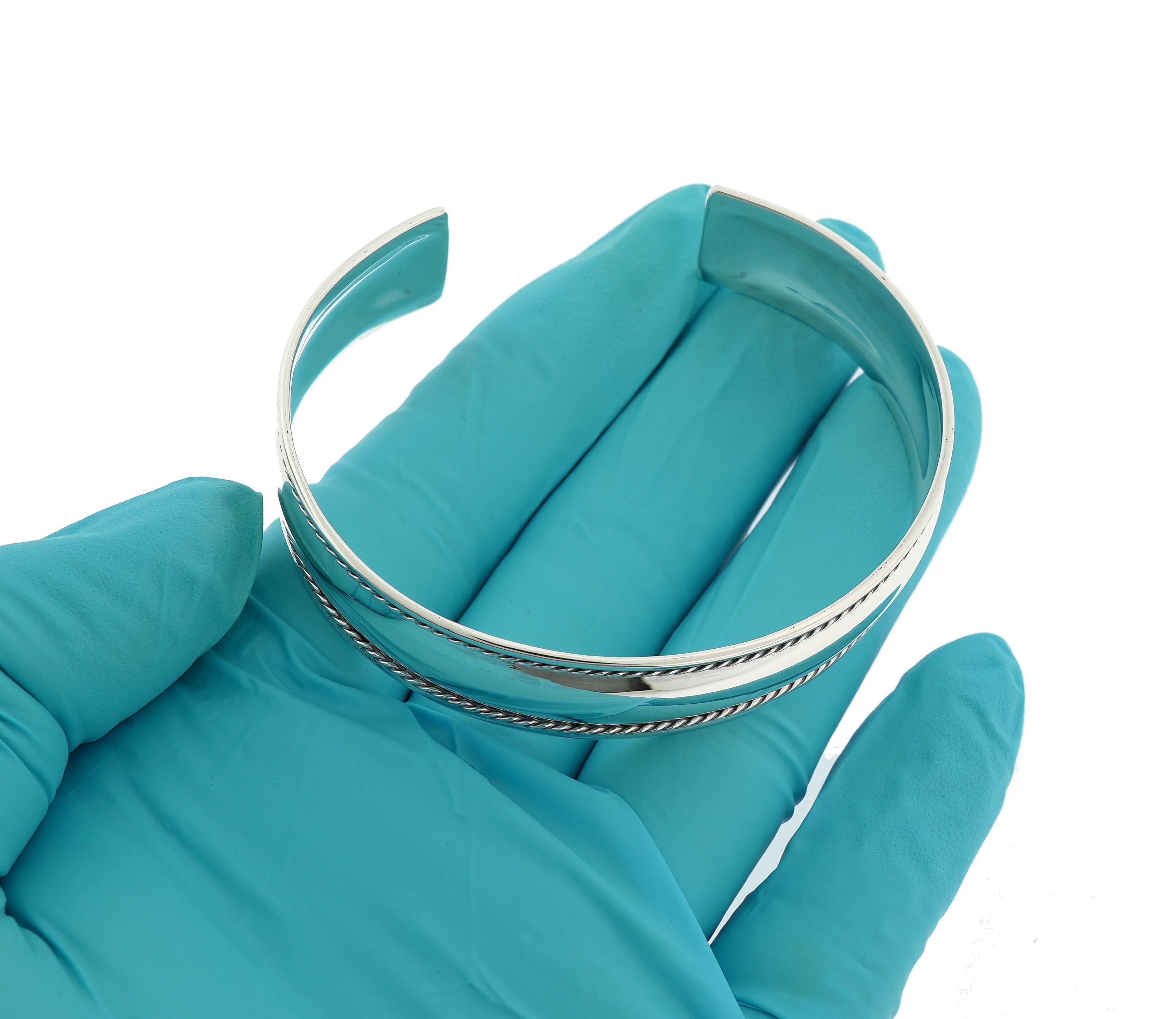 925 Sterling Silver Antique Style Cuff Bangle Bracelet