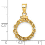 Load image into Gallery viewer, 14K Yellow Gold Diamond Cut Rope Edge US $1 Dollar Type 1 and 2 Peso Coin Bezel Holder Pendant Charm Screw Top Fits 13 mm Coins
