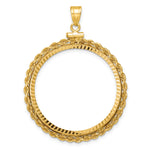 Load image into Gallery viewer, 14K Yellow Gold Diamond Cut Rope Edge Old US Series 1 oz Panda Australian Nugget Kangaroo Koala Coin Bezel Holder Pendant Charm Screw Top Fits 32 mm Coins
