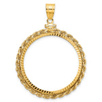 Load image into Gallery viewer, 14K Yellow Gold Diamond Cut Rope Edge 1 oz American Eagle Cat Krugerrand Coin Bezel Holder Pendant Charm Screw Top Fits 32.7 mm Coins
