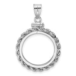 Load image into Gallery viewer, 14K White Gold Diamond Cut Rope Edge US $2.50 Dollar Liberty Indian Barber Dime Mercury Dime Coin Bezel Holder Pendant Charm Screw Top Fits 17.8 mm Coins
