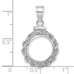 Load image into Gallery viewer, 14K White Gold Rope Edge US $1 Dollar Type 1 and 2 Peso Coin Bezel Holder Pendant Charm Screw Top Fits 13 mm Coins
