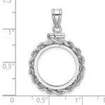Load image into Gallery viewer, 14K White Gold Rope Edge 1/10 oz American Eagle Krugerrand Coin Bezel Holder Pendant Charm Screw Top Fits 16.5 mm Coins
