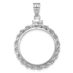 Load image into Gallery viewer, 14K White Gold Rope Edge US $5 Dollar Liberty Indian Statue of Liberty Bald Eagle Congressional Coin Bezel Holder Pendant Charm Screw Top Fits 21.6 mm Coins
