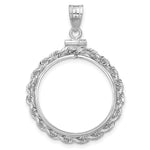 Load image into Gallery viewer, 14K White Gold Rope Edge 1/4 oz American Eagle Panda 2 Rand US $5 Jamestown Coin Bezel Holder Pendant Charm Screw Top Fits 22 mm Coins
