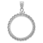 Load image into Gallery viewer, 14K White Gold Rope Edge 1/2 oz American Eagle Panda US $10 Dollar Liberty Indian Coin Bezel Holder Pendant Charm Screw Top Fits 27 mm Coins
