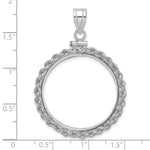 Load image into Gallery viewer, 14K White Gold Rope Edge 1/2 oz American Eagle Panda US $10 Dollar Liberty Indian Coin Bezel Holder Pendant Charm Screw Top Fits 27 mm Coins
