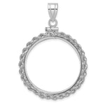 Load image into Gallery viewer, 14K White Gold Rope Edge 1/2 oz American Eagle Panda US $10 Dollar Liberty Indian Coin Bezel Holder Pendant Charm Screw Top Fits 27 mm Coins
