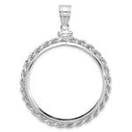 Afbeelding in Gallery-weergave laden, 14K White Gold Rope Edge 1 oz American Eagle Cat Krugerrand Coin Bezel Holder Pendant Charm Screw Top Fits 32.7 mm Coins
