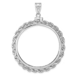 Cargar imagen en el visor de la galería, 14K White Gold Rope Edge 50 Peso Coin Bezel Holder Pendant Charm Screw Top Fits 37 mm Coins
