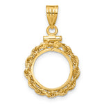 Load image into Gallery viewer, 14K Yellow Gold Rope Edge US $1 Dollar Type 1 and 2 Peso Coin Bezel Holder Pendant Charm Screw Top Fits 13 mm Coins

