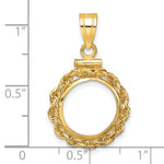 Load image into Gallery viewer, 14K Yellow Gold Rope Edge US $1 Dollar Type 1 and 2 Peso Coin Bezel Holder Pendant Charm Screw Top Fits 13 mm Coins
