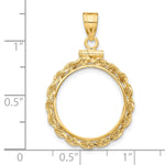Cargar imagen en el visor de la galería, 14K Yellow Gold Rope Edge US $2.50 Dollar Liberty Indian Barber Dime Mercury Dime Coin Bezel Holder Pendant Charm Screw Top Fits 17.8 mm Coins
