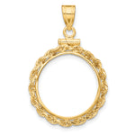 Cargar imagen en el visor de la galería, 14K Yellow Gold Rope Edge US $2.50 Dollar Liberty Indian Barber Dime Mercury Dime Coin Bezel Holder Pendant Charm Screw Top Fits 17.8 mm Coins
