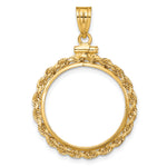 Load image into Gallery viewer, 14K Yellow Gold Rope Edge 1/4 oz Koala Australian Nugget Coin Bezel Holder Pendant Charm Screw Top Fits 20.1 mm Coins
