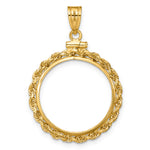 Cargar imagen en el visor de la galería, 14K Yellow Gold Rope Edge US $5 Dollar Liberty Indian Statue of Liberty Bald Eagle Congressional Coin Bezel Holder Pendant Charm Screw Top Fits 21.6 mm Coins
