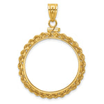 Carregar imagem no visualizador da galeria, 14K Yellow Gold Rope Edge 1/2 oz American Eagle Panda US $10 Dollar Liberty Indian Coin Bezel Holder Pendant Charm Screw Top Fits 27 mm Coins

