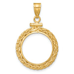 Afbeelding in Gallery-weergave laden, 14K Yellow Gold Wheat Chain 1/10 oz Maple Leaf Philharmonic Australian Nugget Kangaroo Coin Bezel Holder Pendant Charm Screw Top Fits 16 mm Coins
