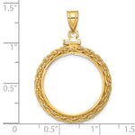 Load image into Gallery viewer, 14K Yellow Gold Wheat Chain 1/4 oz Gold Maple Leaf Coin Bezel Holder Pendant Charm Screw Top Fits 20.2 mm Coins
