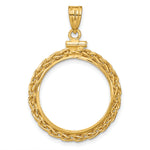 將圖片載入圖庫檢視器 14K Yellow Gold Wheat Chain US $5 Dollar Liberty Indian Statue of Liberty Bald Eagle Congressional Coin Bezel Holder Pendant Charm Screw Top Fits 21.6 mm Coins
