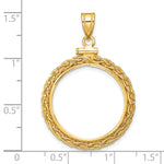 將圖片載入圖庫檢視器 14K Yellow Gold Wheat Chain US $5 Dollar Liberty Indian Statue of Liberty Bald Eagle Congressional Coin Bezel Holder Pendant Charm Screw Top Fits 21.6 mm Coins
