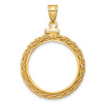 將圖片載入圖庫檢視器 14K Yellow Gold Wheat Chain US $5 Dollar Liberty Indian Statue of Liberty Bald Eagle Congressional Coin Bezel Holder Pendant Charm Screw Top Fits 21.6 mm Coins
