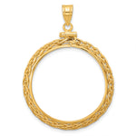 Lataa kuva Galleria-katseluun, 14K Yellow Gold Wheat Chain 1/2 oz American Eagle Panda US $10 Dollar Liberty Indian Coin Bezel Holder Pendant Charm Screw Top Fits 27 mm Coins

