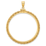 画像をギャラリービューアに読み込む, 14K Yellow Gold Wheat Chain 50 Peso Coin Bezel Holder Pendant Charm Screw Top Fits 37 mm Coins
