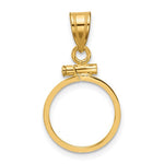 Load image into Gallery viewer, 10K Yellow Gold US $1 Dollar Type 1 Mexican 2 Peso Coin Bezel Holder Pendant Screw Top Fits 13 mm Coins
