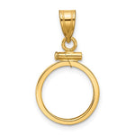 Load image into Gallery viewer, 10K Yellow Gold 14 mm Coin Bezel Holder Pendant Screw Top for Panda Maple Leaf Kangaroo and Cat Coins
