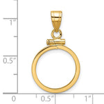 Indlæs billede til gallerivisning 10K Yellow Gold 2.5 Peso Coin Bezel Holder Pendant Screw Top Fits 15.5 mm Coins
