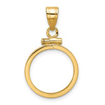 Indlæs billede til gallerivisning 10K Yellow Gold 2.5 Peso Coin Bezel Holder Pendant Screw Top Fits 15.5 mm Coins
