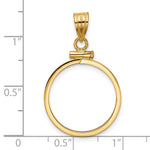 Indlæs billede til gallerivisning 10K Yellow Gold 5 Peso Coin Bezel Holder Pendant Screw Top Fits 19 mm Coins
