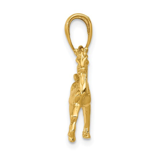 14k Yellow Gold Horse Pendant Charm 3D