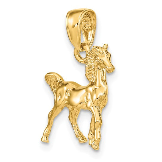 Load image into Gallery viewer, 14k Yellow Gold Horse Pendant Charm 3D
