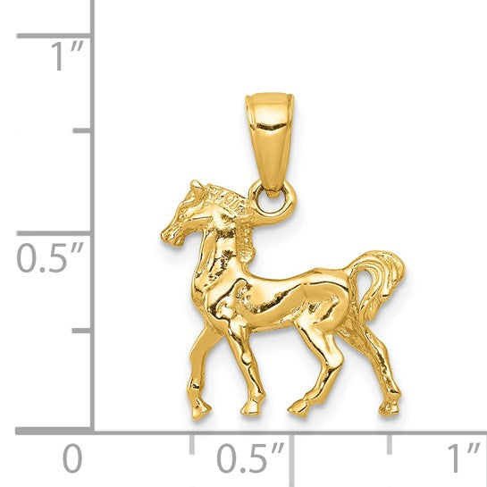 Load image into Gallery viewer, 14k Yellow Gold Horse Pendant Charm 3D