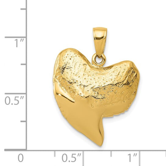 14k Yellow Gold Shark Tooth 3D Pendant Charm
