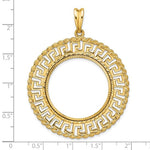 Load image into Gallery viewer, 14K Yellow Gold Greek Key Rope Diamond Cut 1/2 oz American Eagle Panda US $10 Dollar Liberty Indian Coin Bezel Holder Pendant Charm Prong Fits 27 mm Coins
