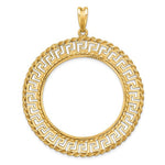 Carregar imagem no visualizador da galeria, 14K Yellow Gold Greek Key Rope Diamond Cut US $20 Dollar Liberty Saint-Gaudens Coin Bezel Holder Pendant Charm Prong Fits 34.2 mm Coins
