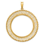 Carregar imagem no visualizador da galeria, 14K Yellow Gold Greek Key Rope Diamond Cut US $20 Dollar Liberty Saint-Gaudens Coin Bezel Holder Pendant Charm Prong Fits 34.2 mm Coins

