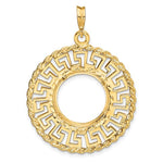 Load image into Gallery viewer, 14K Yellow Gold Greek Key Rope US $1 Dollar Type 2 Coin Bezel Holder Pendant Charm Prong Fits 15 mm Coins
