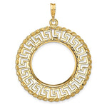 Load image into Gallery viewer, 14K Yellow Gold Greek Key Rope US $5 Dollar Liberty Indian Statue of Liberty Bald Eagle Congressional Coin Bezel Holder Pendant Charm Prong Fits 21.6 mm Coins

