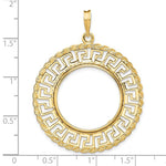 Load image into Gallery viewer, 14K Yellow Gold Greek Key Rope US $5 Dollar Liberty Indian Statue of Liberty Bald Eagle Congressional Coin Bezel Holder Pendant Charm Prong Fits 21.6 mm Coins
