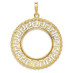 Load image into Gallery viewer, 14K Yellow Gold Greek Key Rope US $5 Dollar Liberty Indian Statue of Liberty Bald Eagle Congressional Coin Bezel Holder Pendant Charm Prong Fits 21.6 mm Coins
