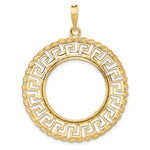 Load image into Gallery viewer, 14K Yellow Gold Greek Key Rope US $5 Dollar Liberty Indian Statue of Liberty Bald Eagle Congressional Coin Bezel Holder Pendant Charm Prong Fits 21.6 mm Coins
