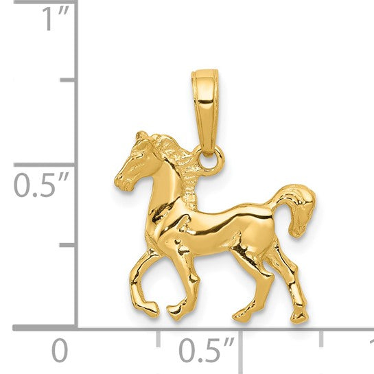 14k Yellow Gold Horse Pendant Charm