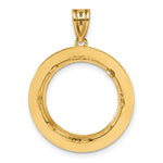 Load image into Gallery viewer, 14K Yellow Gold Diamond Cut And Black Enamel Greek Key 1/10 oz American Eagle Krugerrand Coin Bezel Holder Pendant Charm Prong Fits 16.5 mm Coins
