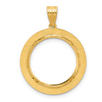 Load image into Gallery viewer, 14K Yellow Gold Diamond Cut And Black Enamel Greek Key US Dime 1/10 oz Panda Cat Coin Bezel Holder Pendant Charm Prong Fits 18 mm Coins

