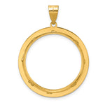 Load image into Gallery viewer, 14K Yellow Gold Diamond Cut And Black Enamel Greek Key 1/2 oz American Eagle Panda US $10 Dollar Liberty Indian Coin Bezel Holder Pendant Charm Prong Fits 27 mm Coins

